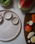 Handmade Charcuterie Set on counter with fruits and veggies 